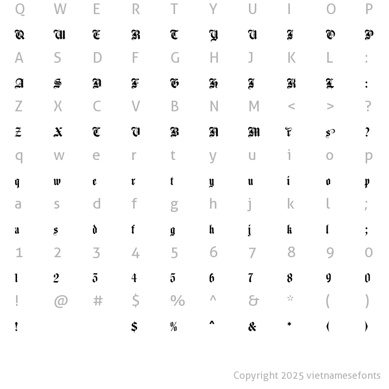 Character Map of UTM Agin Regular