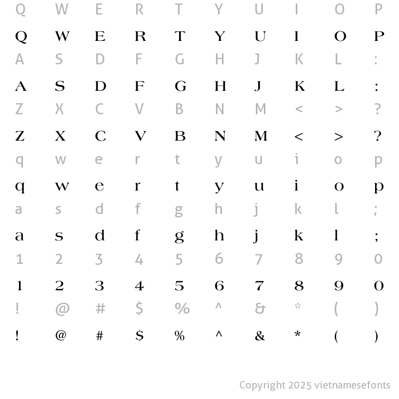 Character Map of UTM Americana Bold