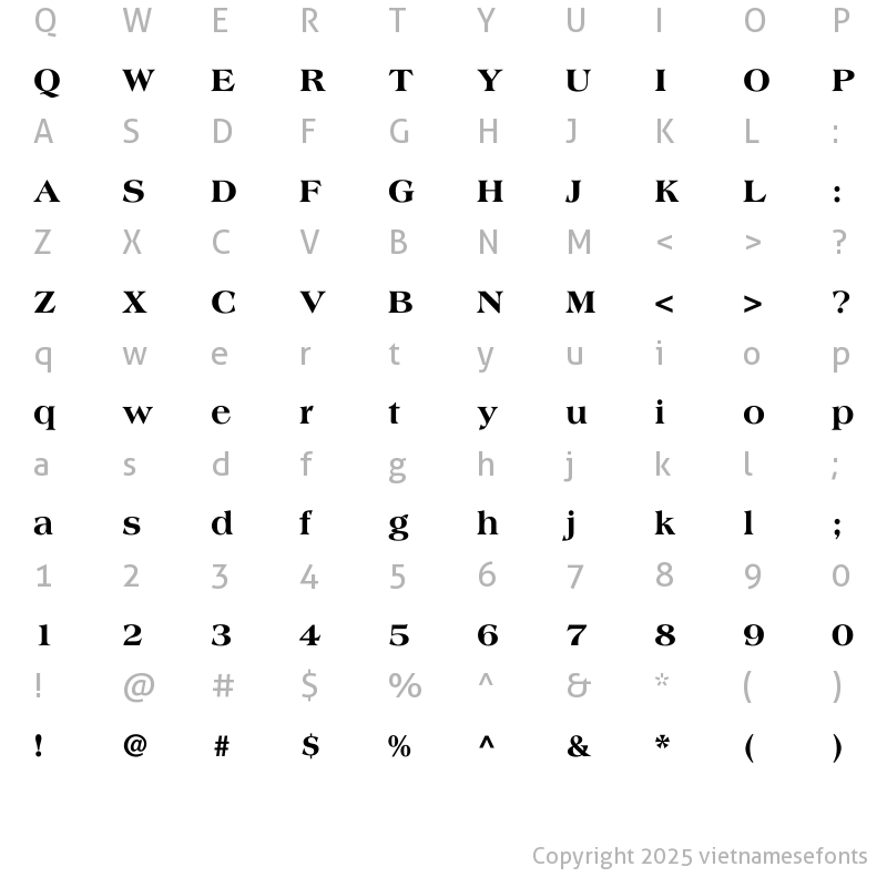Character Map of UTM Americana EB Bold