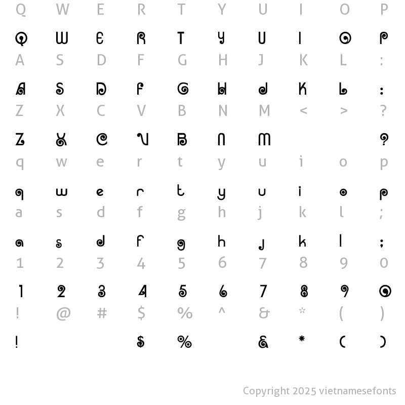 Character Map of UTM Arruba KT Regular