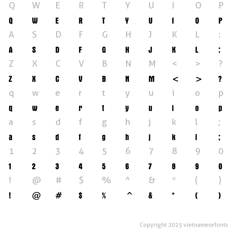 Character Map of UTM Aurora Regular