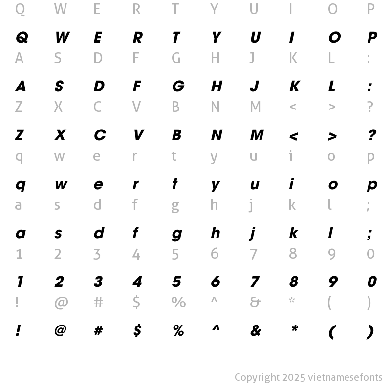 Character Map of UTM Avo Bold Italic