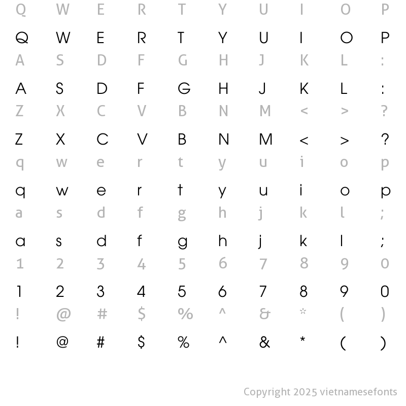 Character Map of UTM Avo Regular