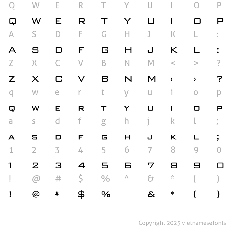 Character Map of UTM Banque Regular