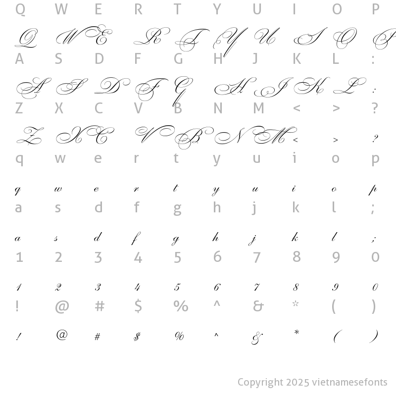Character Map of UTM Beautiful Caps Regular