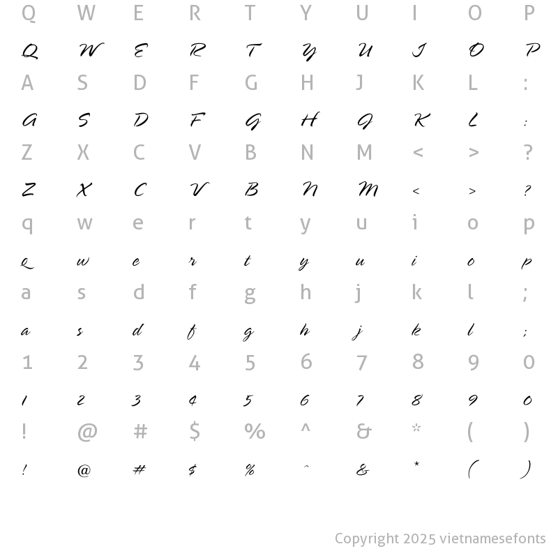 Character Map of UTM Bustamalaka Regular