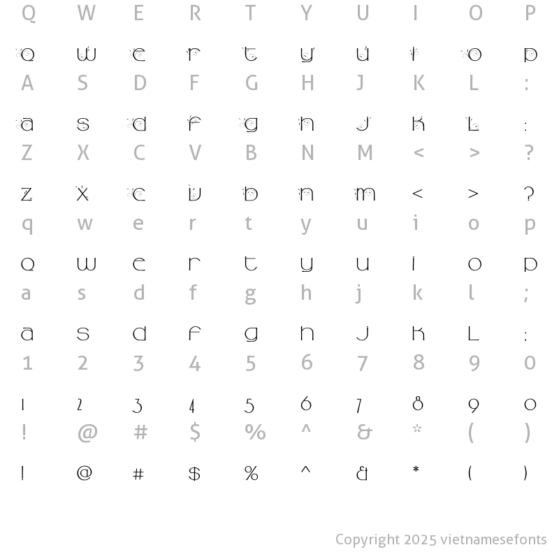 Character Map of UTM Camellia F Regular