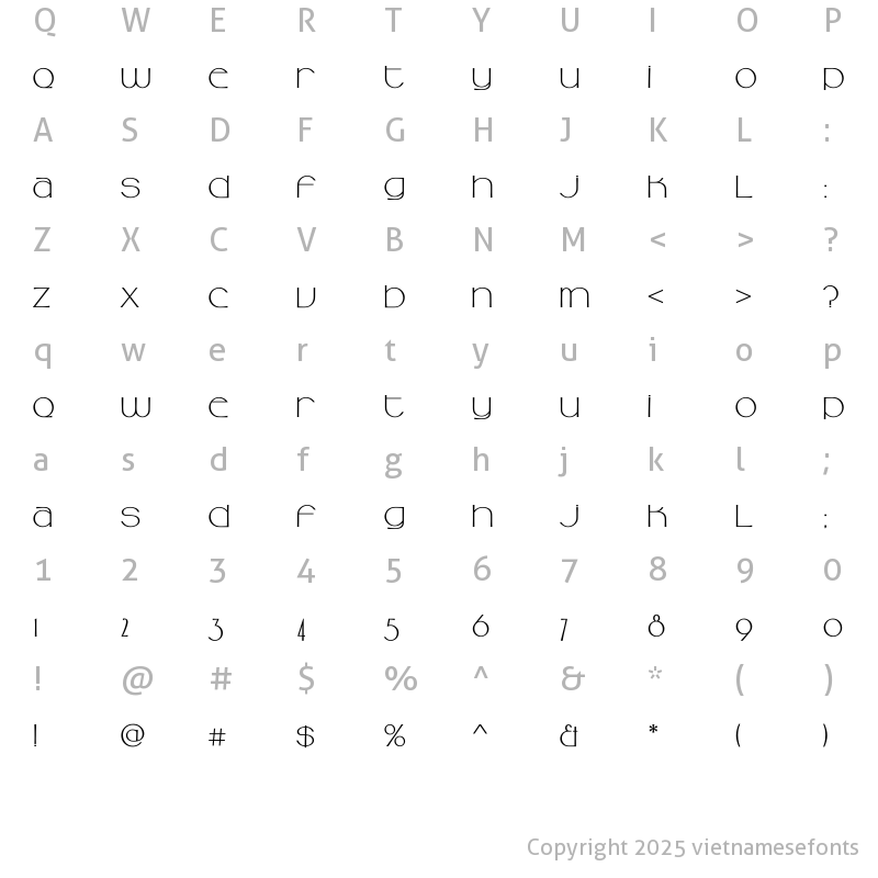 Character Map of UTM Camellia Regular