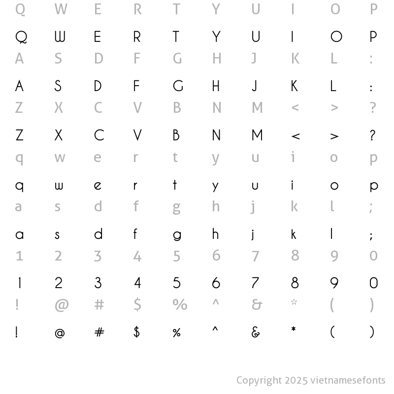 Character Map of UTM Caviar Regular