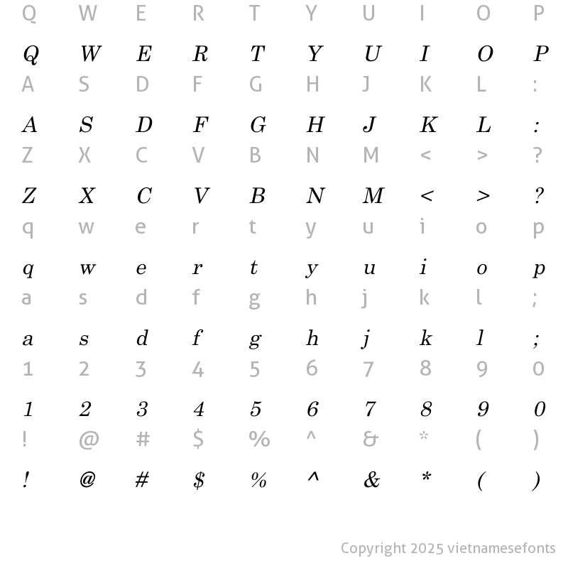 Character Map of UTM Centur Italic