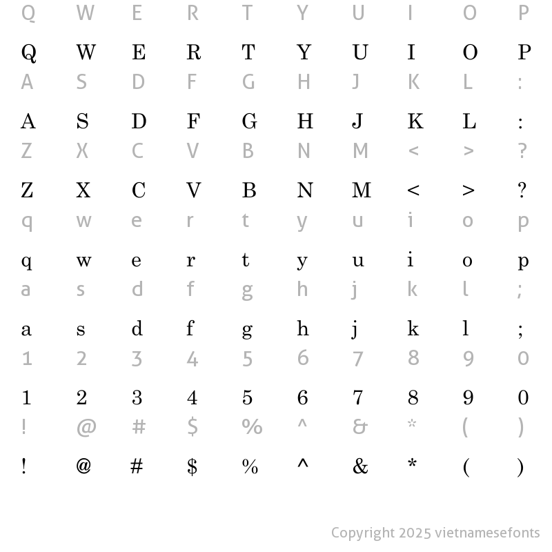Character Map of UTM Centur Regular