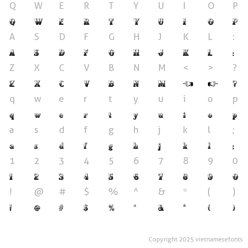 Character Map of UTM Conestoga Regular
