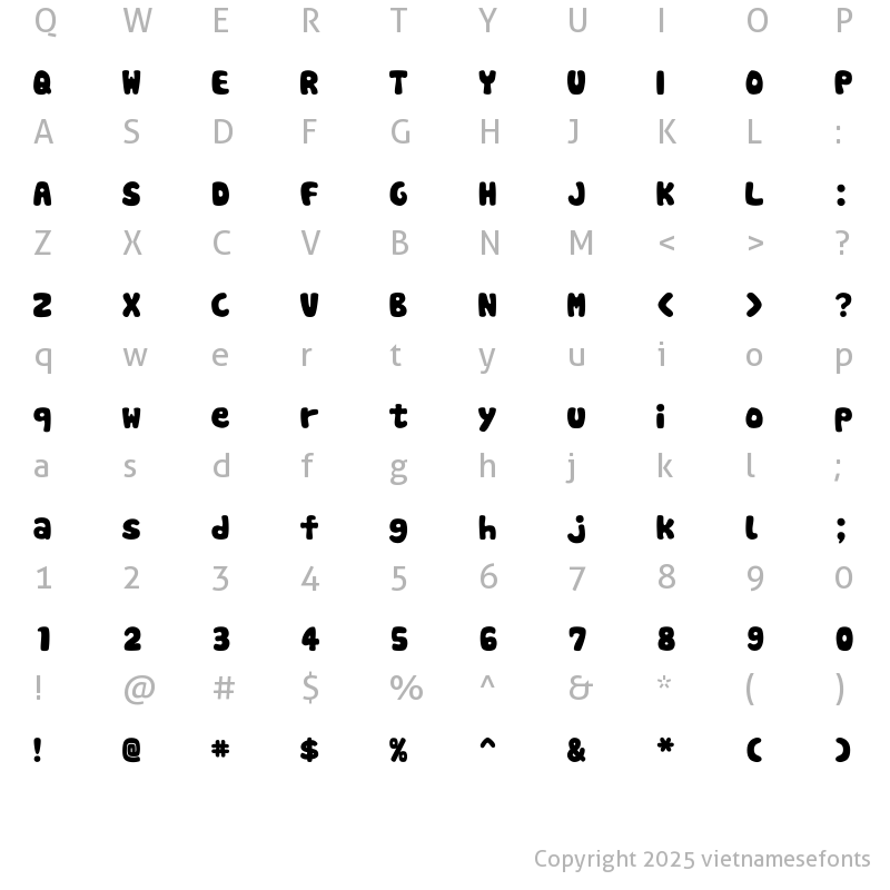 Character Map of UTM Cookies Regular