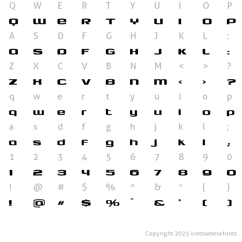 Character Map of UTM Cool Blue Regular
