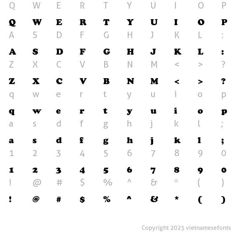 Character Map of UTM Cooper Black Regular