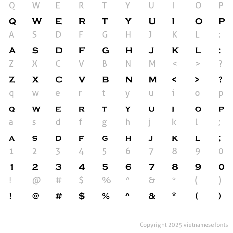 Character Map of UTM Copperplate Bold