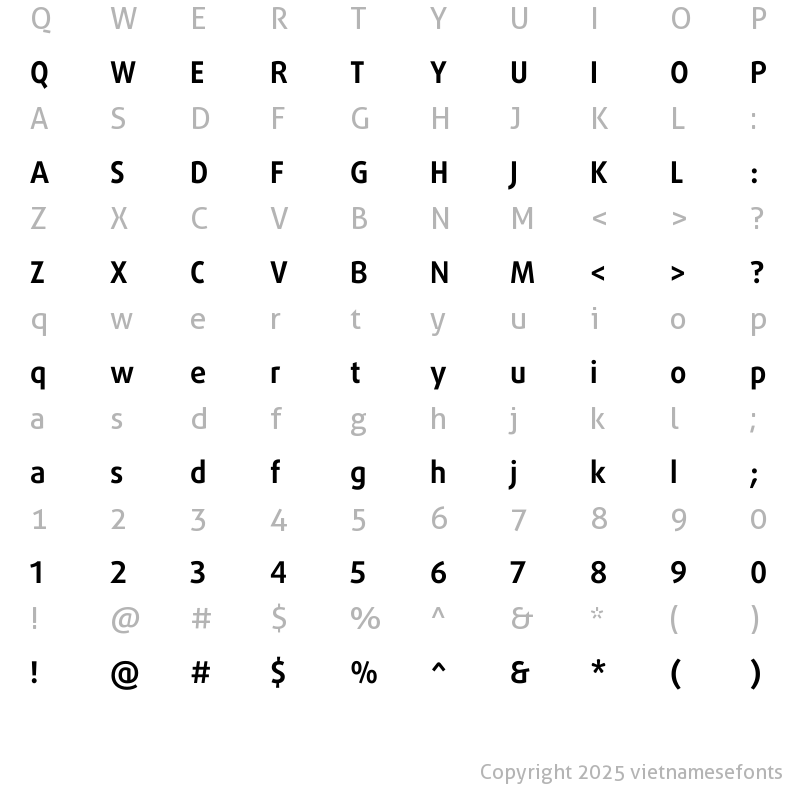 Character Map of UTM Daxline Bold