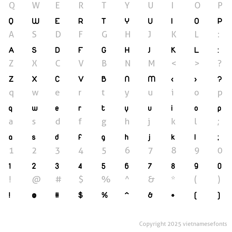 Character Map of UTM Duepuntozero Bold