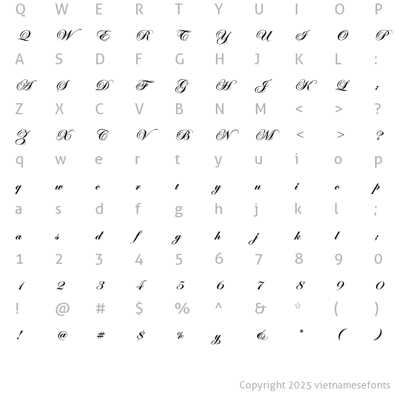 Character Map of UTM Edwardian Bold
