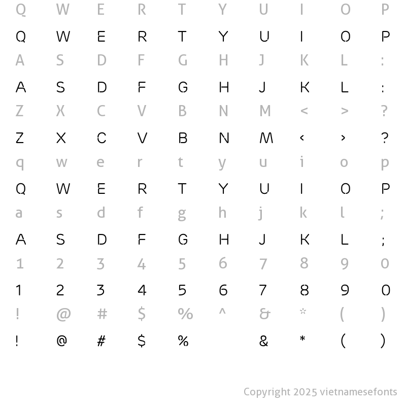 Character Map of UTM Ericsson Capital Regular