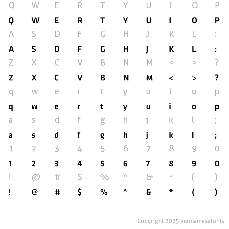 Character Map of UTM Facebook K&T Regular