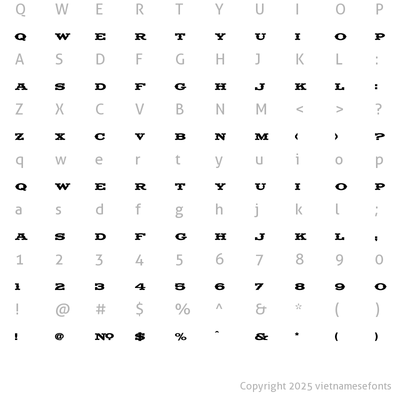 Character Map of UTM Fancy Full Regular