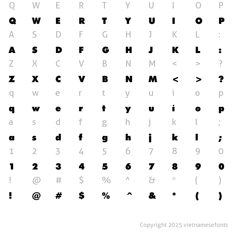Character Map of UTM Futura Extra Extra Bold