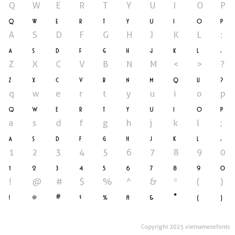 Character Map of UTM Gloria Regular