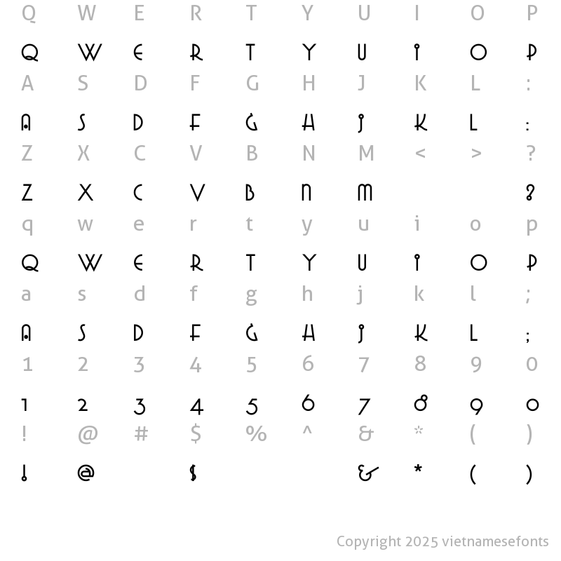Character Map of UTM Gradoo Regular