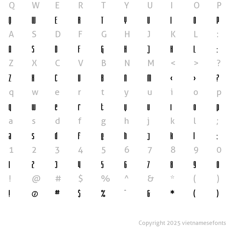 Character Map of UTM Iron Gothic Regular