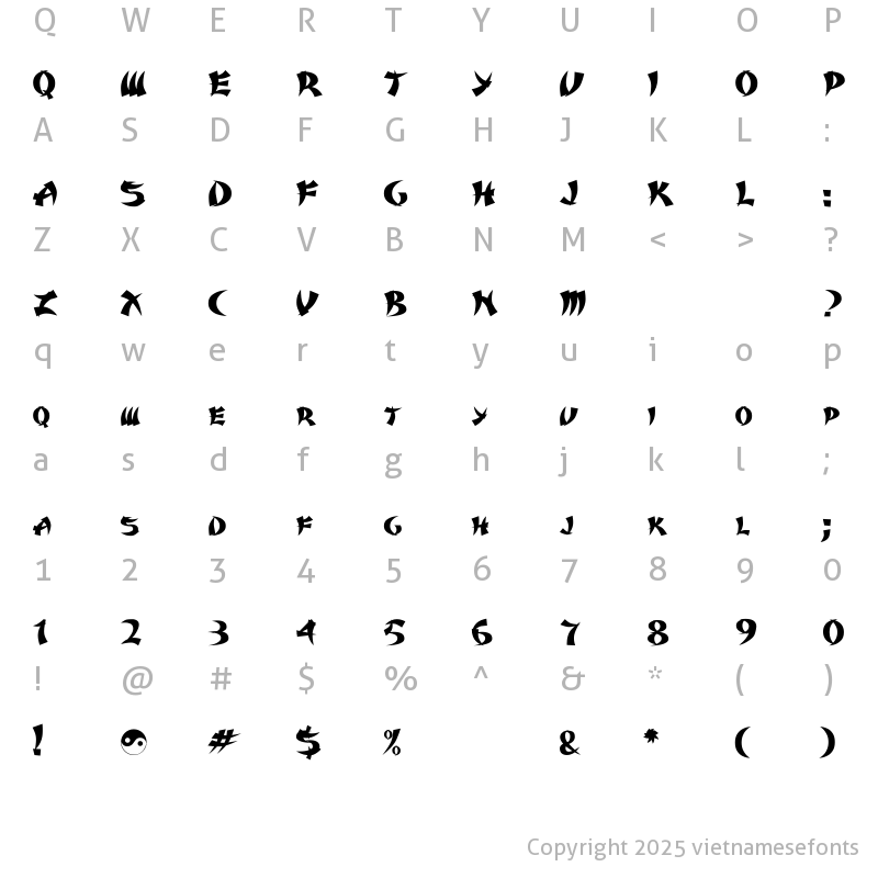 Character Map of UTM Karate Regular