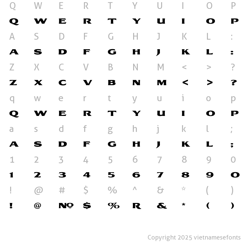 Character Map of UTM Kona KT Regular