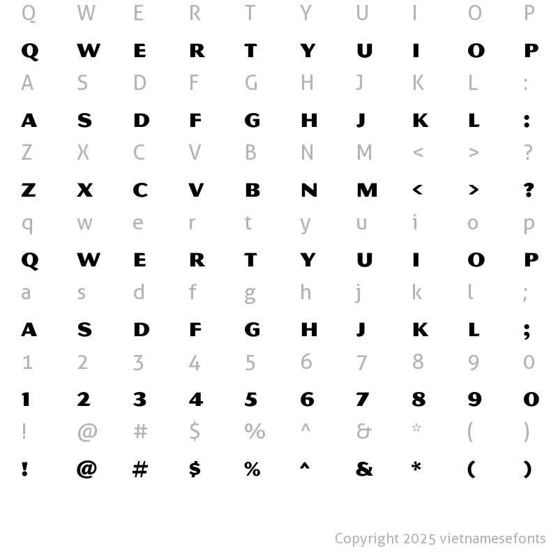 Character Map of UTM Magnesium Regular