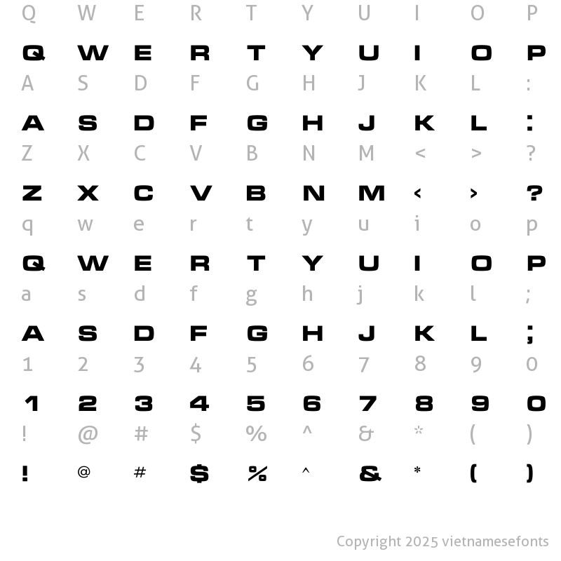 Character Map of UTM Micra Regular