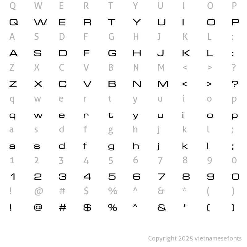 Character Map of UTM Mobifone KT Regular