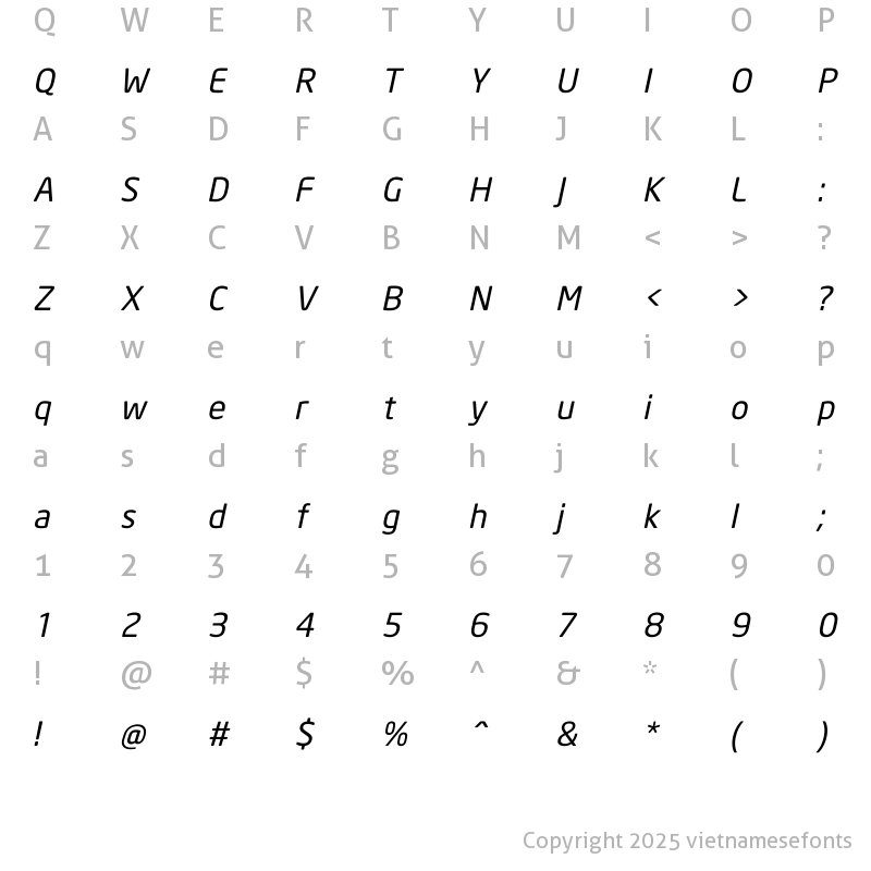 Character Map of UTM Neo Sans Intel Italic