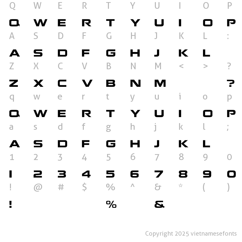 Character Map of UTM Nokia Regular