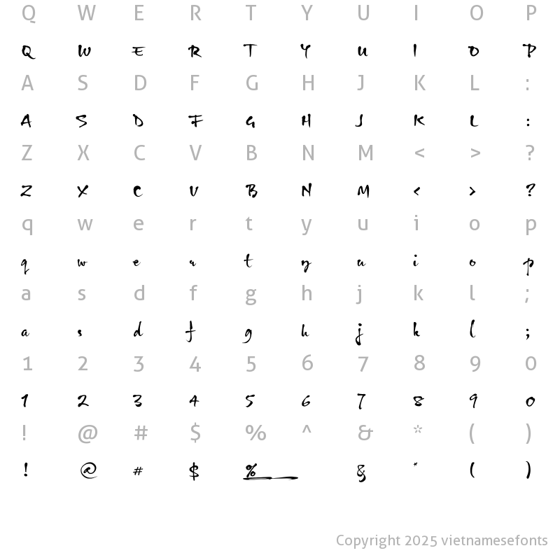 Character Map of UTM Ong Do Gia Regular