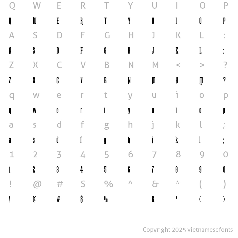 Character Map of UTM Raven Regular