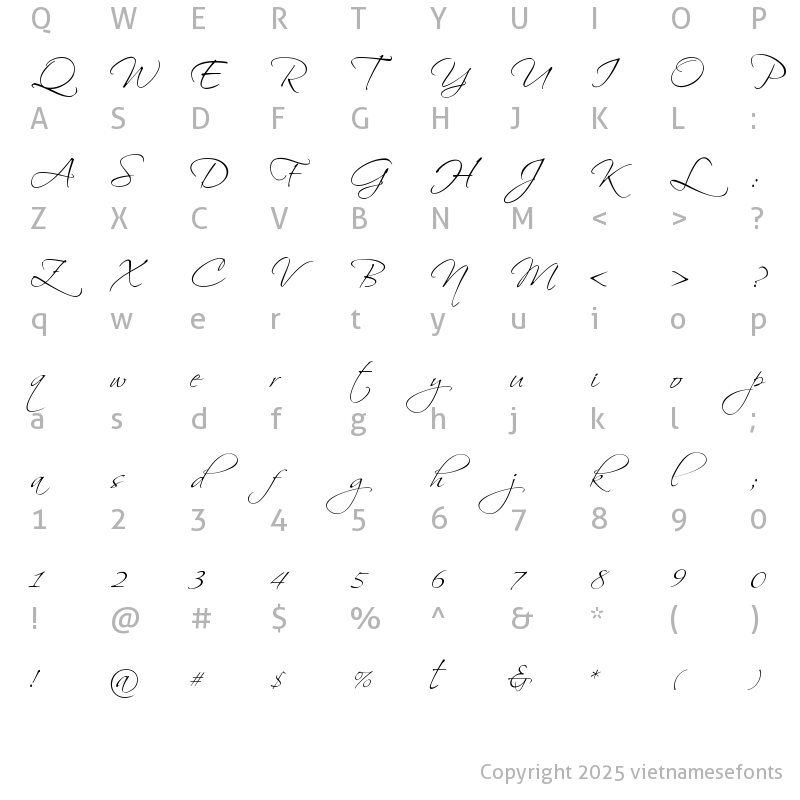 Character Map of UTM Scriptina KT Regular