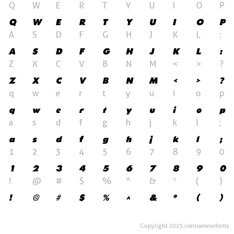 Character Map of UTM Sharnay Italic