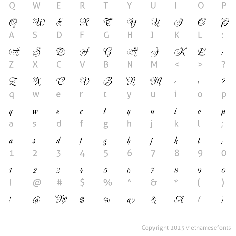 Character Map of UTM Silk Script Regular