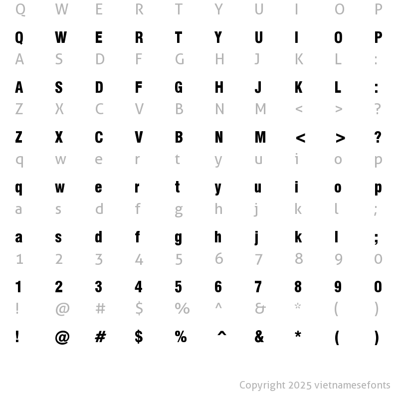 Character Map of UTM Swiss 721 Black Condensed Regular