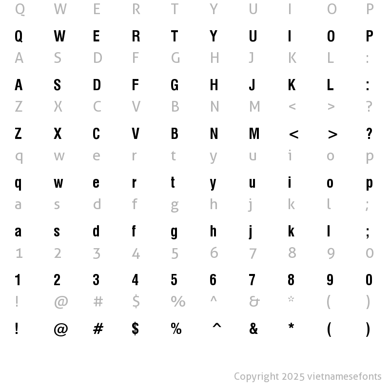 Character Map of UTM Swiss Condensed Bold