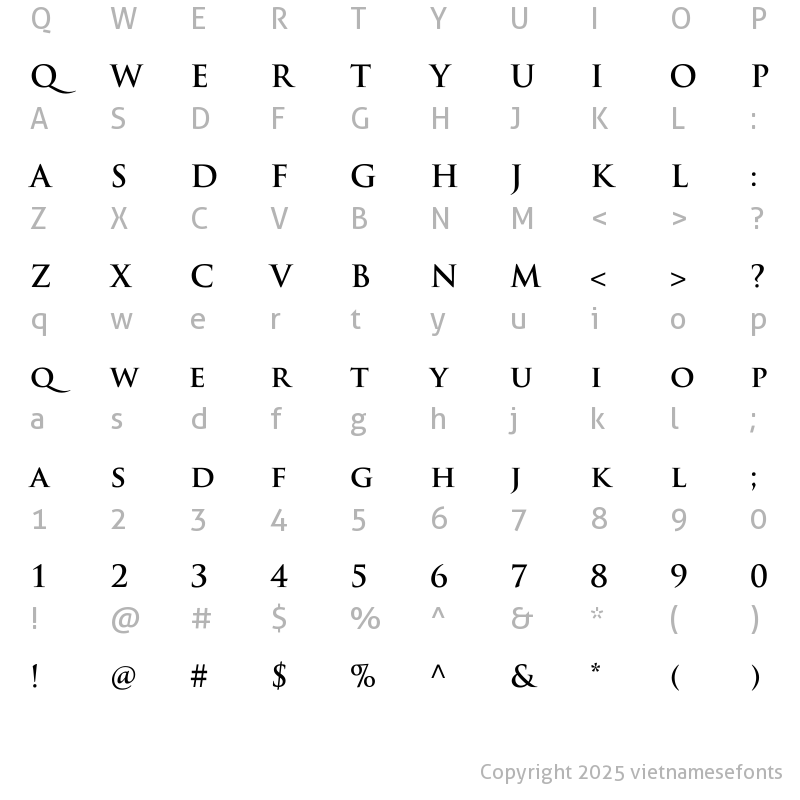 Character Map of UTM Trajan Pro Bold Regular