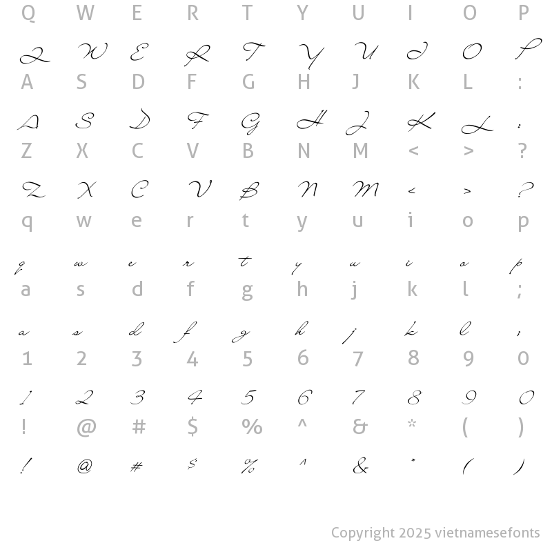 Character Map of UTM Yen Tu Regular