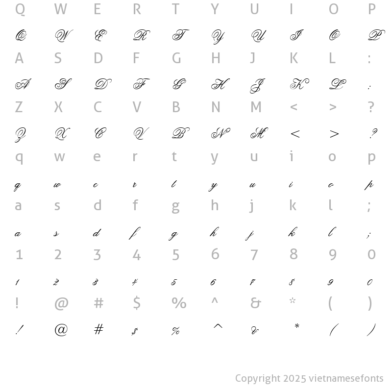 Character Map of UVN Buc Thu Regular