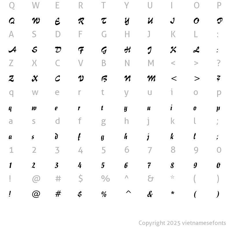 Character Map of UVN Bui Doi Regular