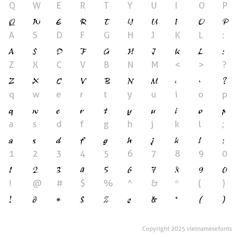 Character Map of UVN But Long 1 Regular