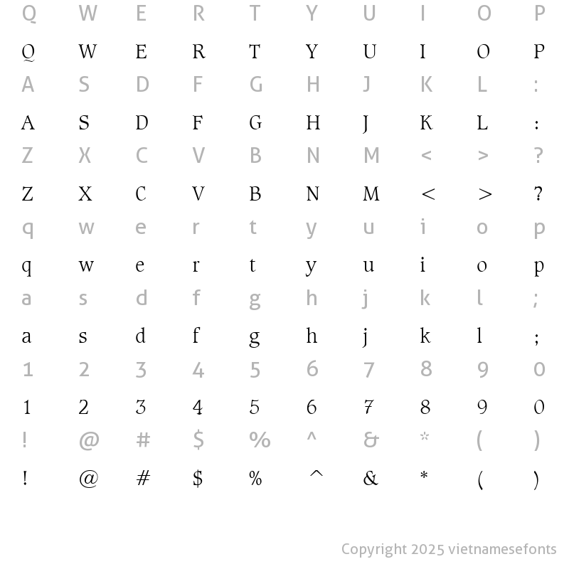 Character Map of UVN Cat Bien Nhe Regular